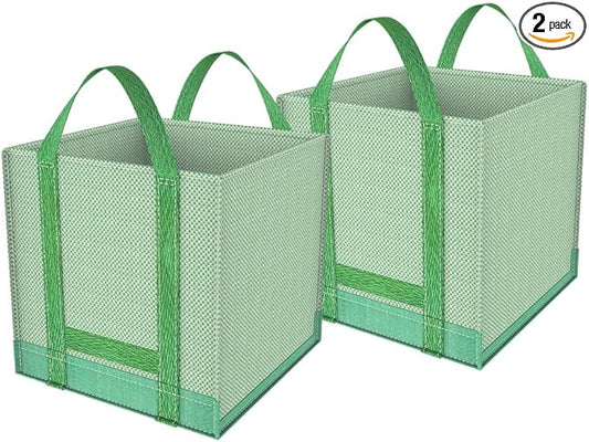 32 Gallons Reusable Garden Waste Bags, Yard Waste Bags, Lawn/Leaf Bags, Heavy Duty Gardening Bags, Integrated Reinforced Handle, Suitable for Collecting Leaves, Pruning Bushes(2-Pack 32Gallons)
