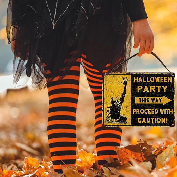 Halloween Party Zombies Vintage Sign Zombies Metal Tin Sign Halloween Decor for Home Bar Kitchen Hotel Dining Room Coffee 12x16inch