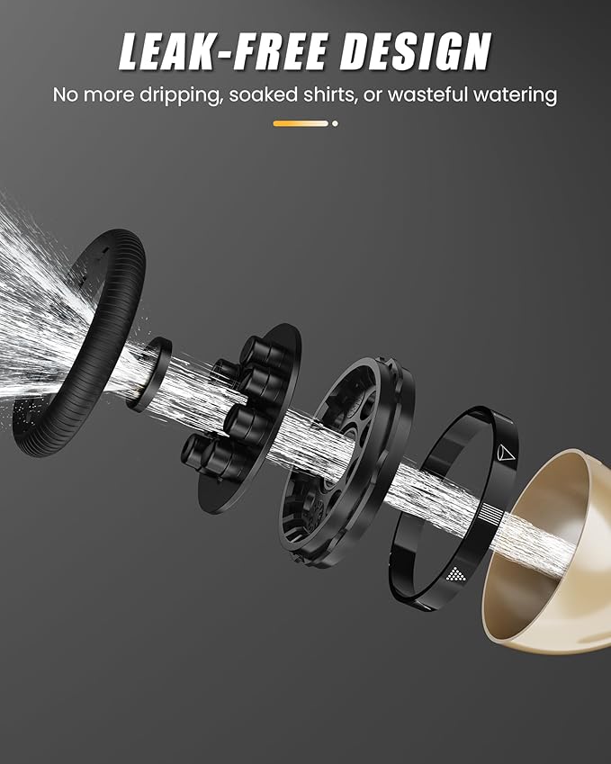 RAINPOINT Garden Hose Nozzle, Heavy Duty Metal Water Hose Sprayer Nozzle with 9 Adjustable Spray Patterns, High Pressure Hand Sprayer for Watering Plants & Lawns(Black)