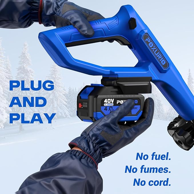 2x40V Cordless Snow Shovel, 13-Inch Electric Snow Blower with 4.0Ah Battery Charger, Snow Removal with 25FT Throw Distance, Battery Snow Blower with Directional Plate & Adjustable Front Handle