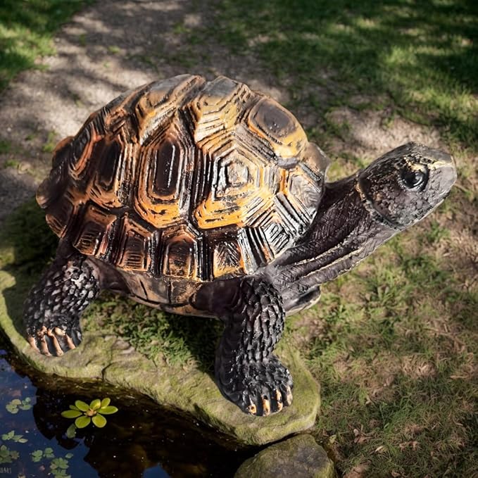 Small Polyresin Tortoise Statue Outdoor Garden Statue Ornaments - Yard Statue for Home and Fairy Garden Decor - Lucky Turtle Figurine Decorative Zen Turtles Tortoises