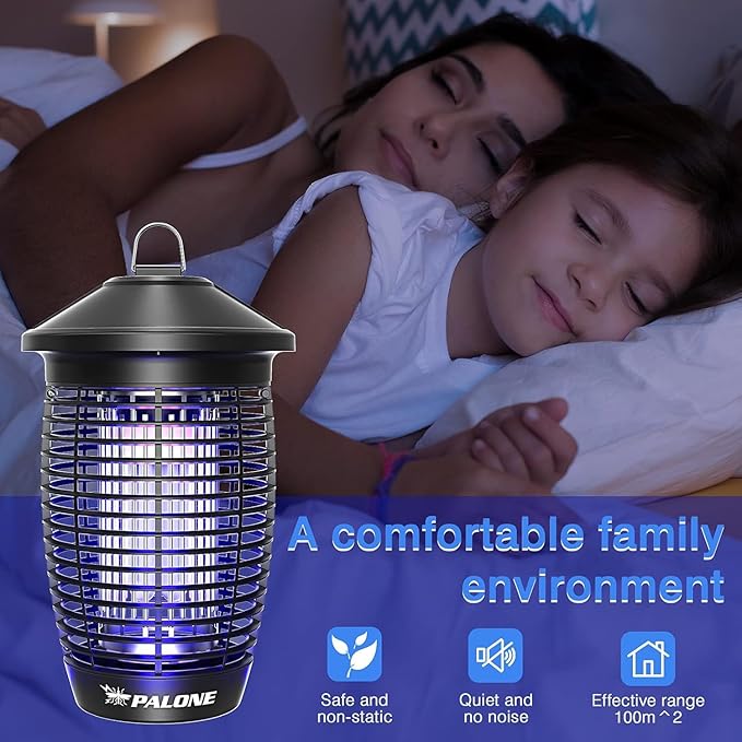 PALONE Electric Bug Zapper Outdoor, 20W Electirc Fly Zapper Indoor with Sturdy Top Hook, 4500V Mosquito Zapper Indoor with 3.9ft PVC Wire, Waterproof Bug Zapper for Outdoor, Garden, Bedroom