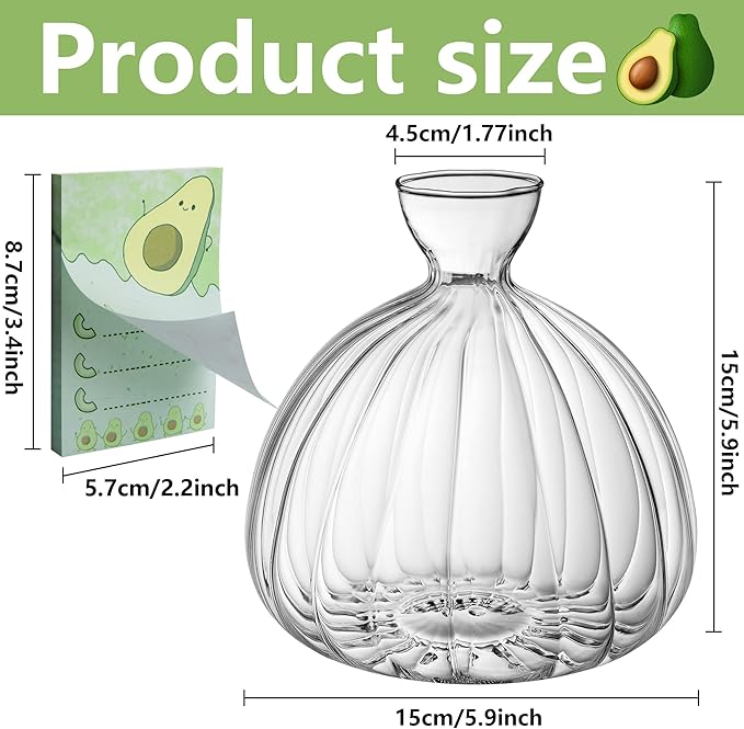 Avocado Seed Starter Vase,Thickened Striped Avocado Seed Sprout Glass Container, Avocado Tree Planting Growing Kit with Avocado Sticker for Plant Gardening Lover (Striped)