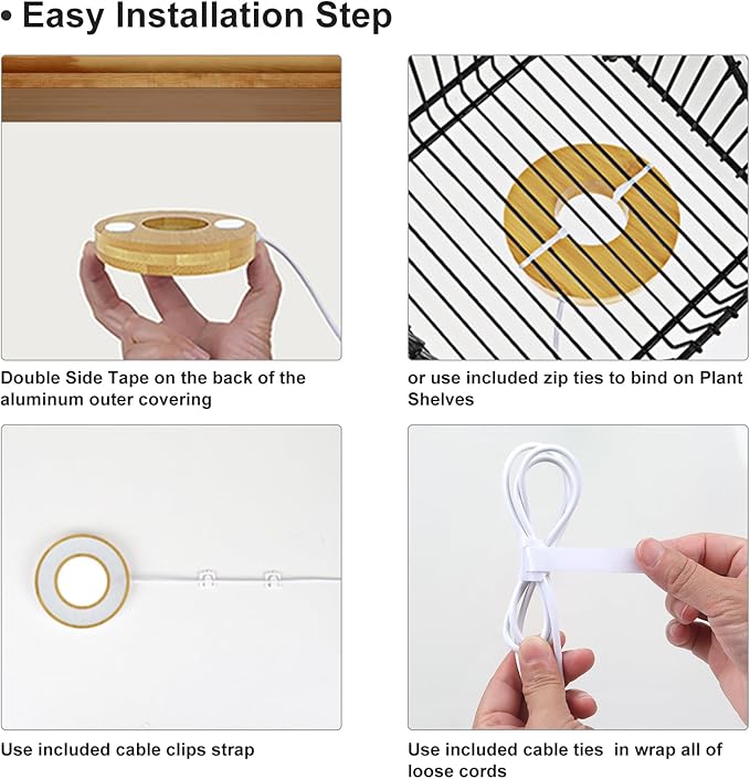 Grow Light for Indoor Plants, 96 LEDs Full Spectrum Halo Plant Light with Auto On/Off Timer (4/8/12H), 10-Level Dimmable, 3 Lighting Modes for Small Plants, Bamboo (3.6 inch Dual Head)