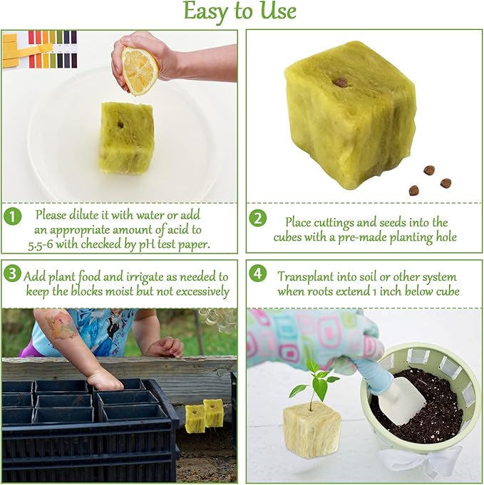 Legigo 2 Inch Rockwool Cubes for Hydroponics Seed Starter, Rock Wool Planting Cubes Hydroponic Garden Grow Plugs for Soilless Cultivation Plants Cutting Germination Clone(2 Sheet, 96 Plugs)