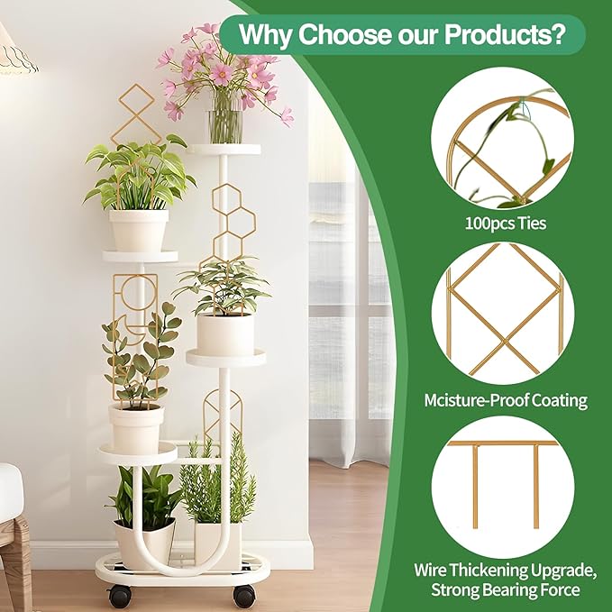 Small Trellis for Potted Plants, 15.94 inch Gold Metal Plant Trellis for Climbing Plants Indoor, Pant Lattice for Ivy Vines Hoya Houseplants Flower 4 Pack