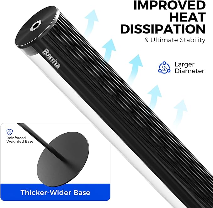 Barrina T1S Standing Grow Light for Indoor Plants with Timer, 65W 660nm High PPFD Full Spectrum, Tera Series Vertical Grow Lights Adjustable Height 5FT-5.6FT, Foot Switch, Non-Glare Design, Black