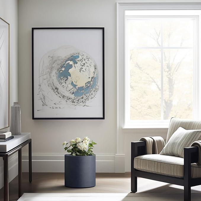 Kante 12.6" Dia Round Concrete Planter, Modern Style Large Cylindrical Plant Pot with Drainage Hole and Rubber Plug for Indoor Outdoor Patio, Dark Gray