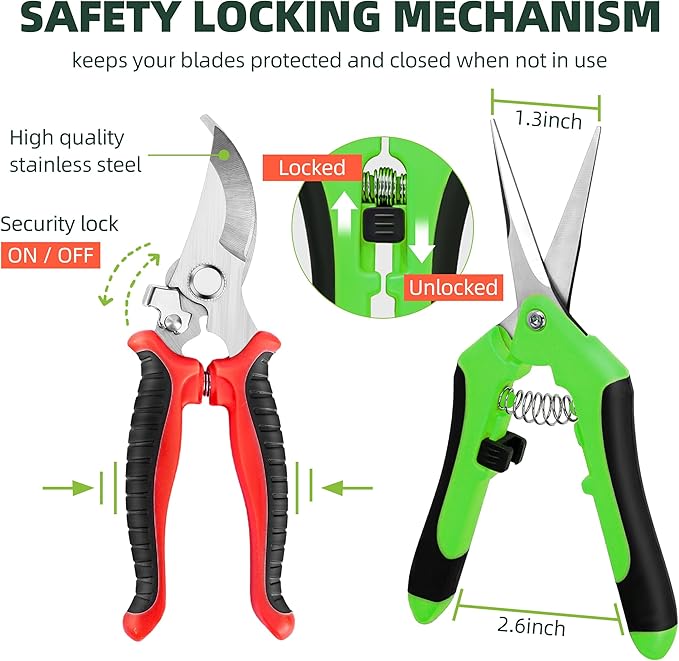 3 Pack Garden Pruning Shears, Stainless Steel Shears, Gardening Shears, Scissors, Garden Clippers, Pruning Snips, Pruning Shears for Gardening Tools (Multicolor)
