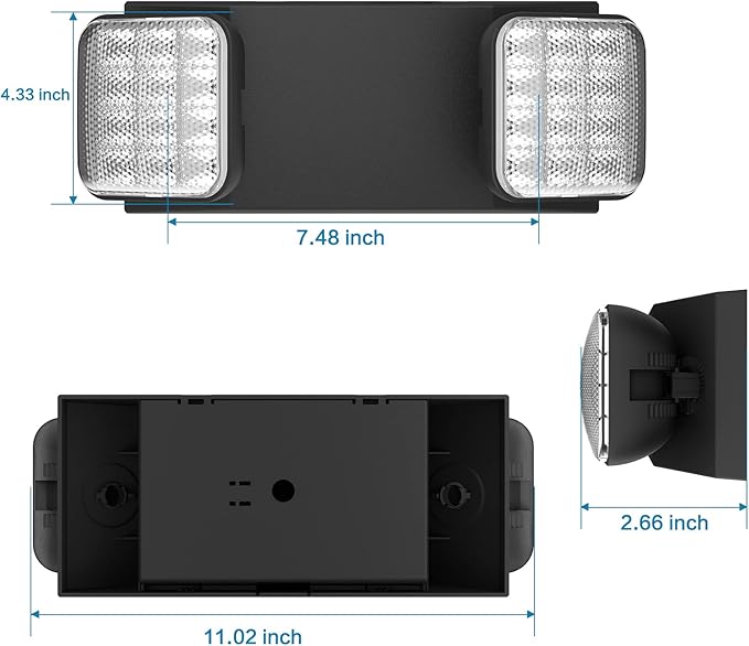 SPECTSUN 8 Packs Black Led Exit Sign with Emergency Lights &Battery Backup -Adjustable Hardwired 2 LED Head-UL Certified-120-277VAC/Commercial Emergency Lights Fixtures for Home/Business.