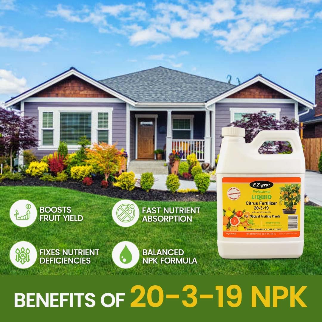 Citrus Tree Fertilizer - Orange, Lemon, Lime, Mango, Avocado - Citrus Fertilizer for Tropical Fruit Trees to Grow More Fruit - Garden-Growing Miracle Nutrients - 1 Qt / 32 fl oz / 946 mL