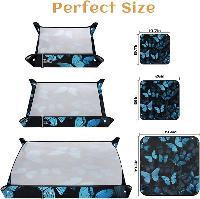 Butterfly Blue Foldable Garden Hand Transplanting Succulent Tools,Waterproof Thickened Repotting Mat Plant Tag, Miniature Planting Indoor Fairy Care,Potting,Cactus,Houseplant Bonsai Tool Kit Gift