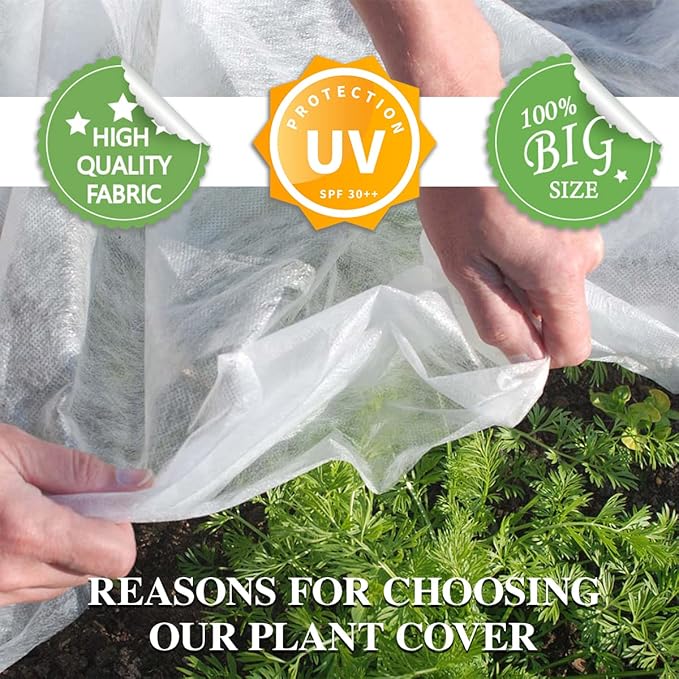 Plant Covers Freeze Protection, 10FT x 50FT 0.9oz Reusable Floating Row Cover Plant Blankets Frost Cloth for Clod Winter Frost Sun Pest Protection