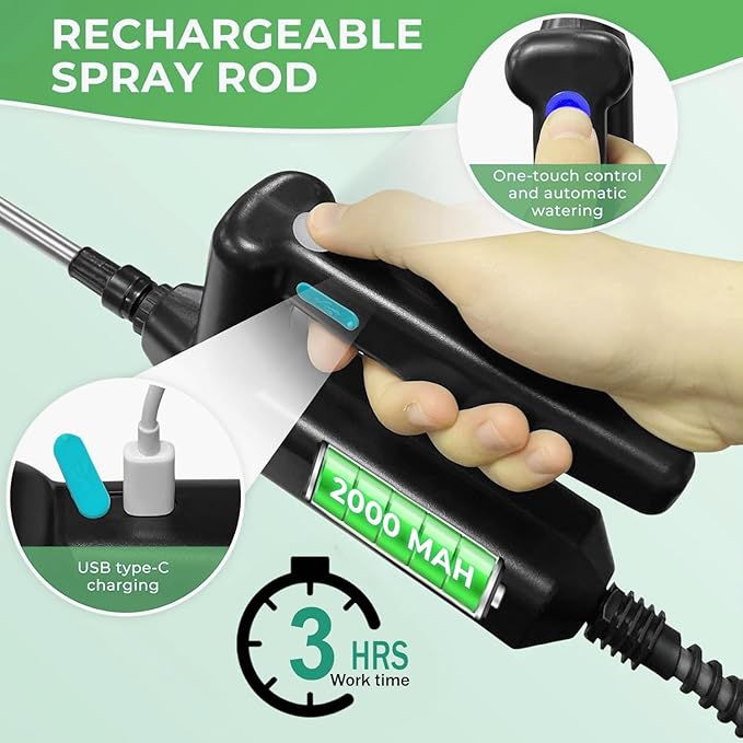 Battery Powered Sprayer 2 Gallon,Rechargeable Pump Sprayer with Adjustable Shoulder Strap,4 Mist Nozzles,Retractable Wand,Portable Water Electric Garden Sprayer for Yard Lawn Garden Watering Cleaning