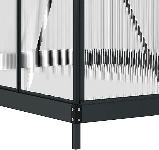 Outsunny 6' x 8' Greenhouse for Outdoors, Polycarbonate Greenhouse with Rain Gutter and Roof Vent, Aluminum Walk-in Green Houses for Outside for Patio Backyard Garden, Gray