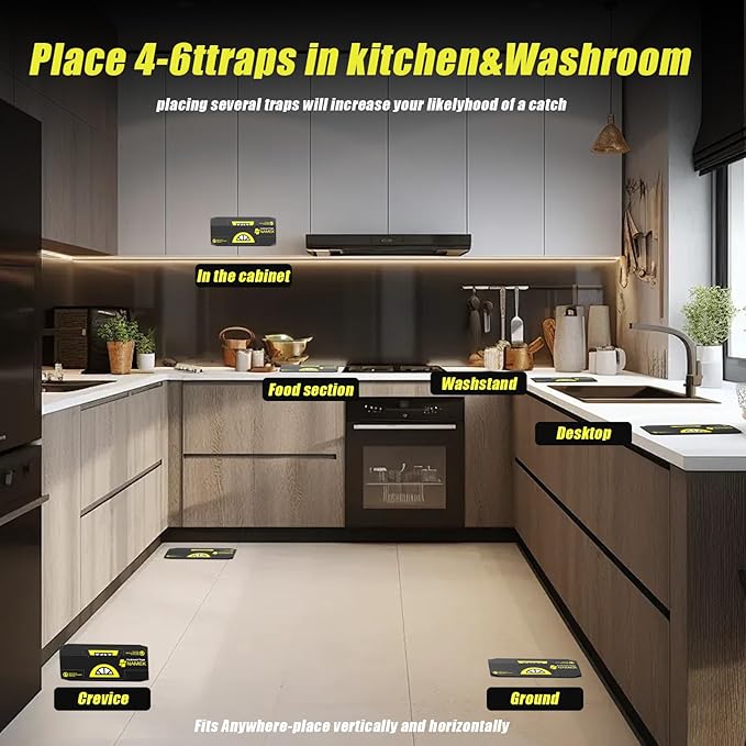 20-Pack Indoor Adhesive Cockroach Traps - Cockroach Glue Traps for Cockroachs Catchers - Long Lasting and Non-Toxic, Suitable for Children and Pets - Trap Pests