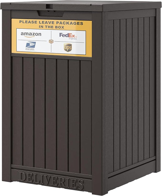 Package Delivery Box for Outside, with Delivery Sign 48 Gallon Storage with Lockable Secure, Large Resin Outdoor Package Drop Container