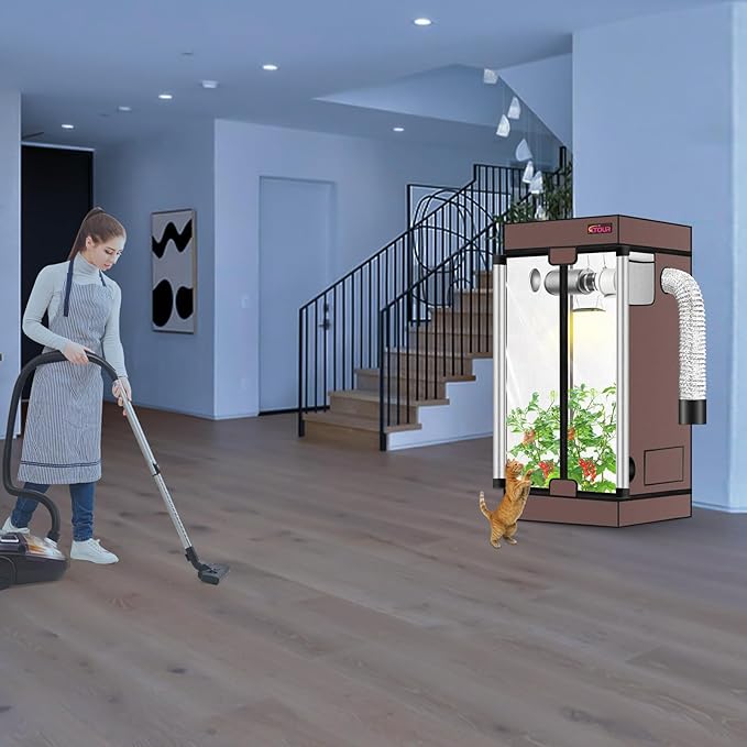 ATOUR Small Grow Tent, 24"x16"x24'' High Reflective Mylar 1680D Hydroponic Grow Tents, Waterproof Grow Tent with Double Cleart Observation Door and Floor Tray, for Indoor Plant Growing