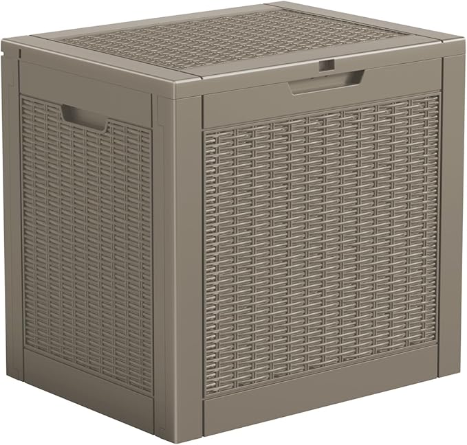 31 Gallon Outdoor Storage Box – Resin Deck Box with Lockable Lid, Waterproof Patio Furniture Storage for Tools, Garden & Yard Organization