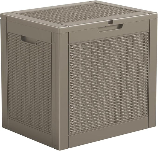 31 Gallon Outdoor Storage Box – Resin Deck Box with Lockable Lid, Waterproof Patio Furniture Storage for Tools, Garden & Yard Organization