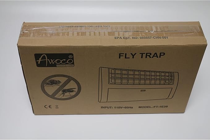 Awoco LED 13W 100V-240V Wall Mount Sticky Fly Trap Lamp XL 78” Extra Long Power Cord for Capturing Flies, Mosquitoes, Moths and Flying Insects (Fly Trap XL + 6 Glue Boards)