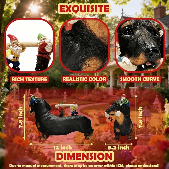 Sunthus Dachshund Garden Gnomes Statues Outdoor Funny Decorations Yard Weiner Decor