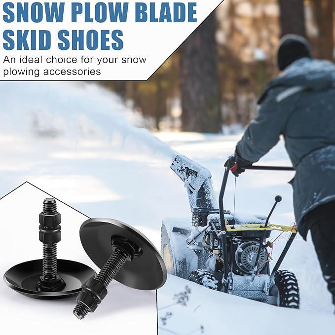 Gisafai 6 Pcs Snow Plow Skid Shoes Heavy Duty Snow Plow Blade Replacement for ATV Durable Snowshoe Replacement Parts Attachments and Accessories for ATV, Include Nuts, Washer