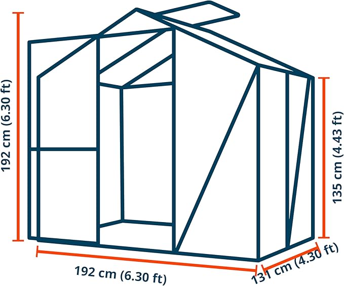 Greenhouse Jasmin 2 Aluminum Frame - 6.3 x 4.3 ft Approx. 6 mm Polycarbonate Panels