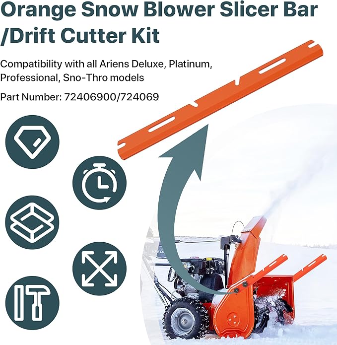 724069 Snow Blower Drift Cutter Kit/Slicer Bar Kit - Compatible with Ariens Deluxe, Platinum, Pro SNO-Thro Models,Cuts Through Snow Drifts（ #72406900）