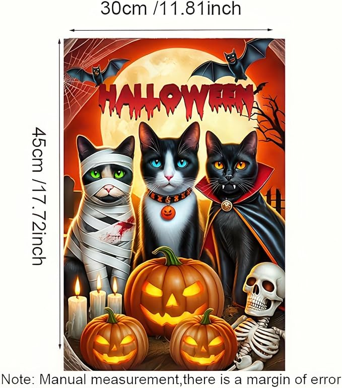 Halloween Cat Garden Flag 12x18 Vertical Double Sided Happy Halloween Pumpkin Holiday Outside Decorations Yard Flag