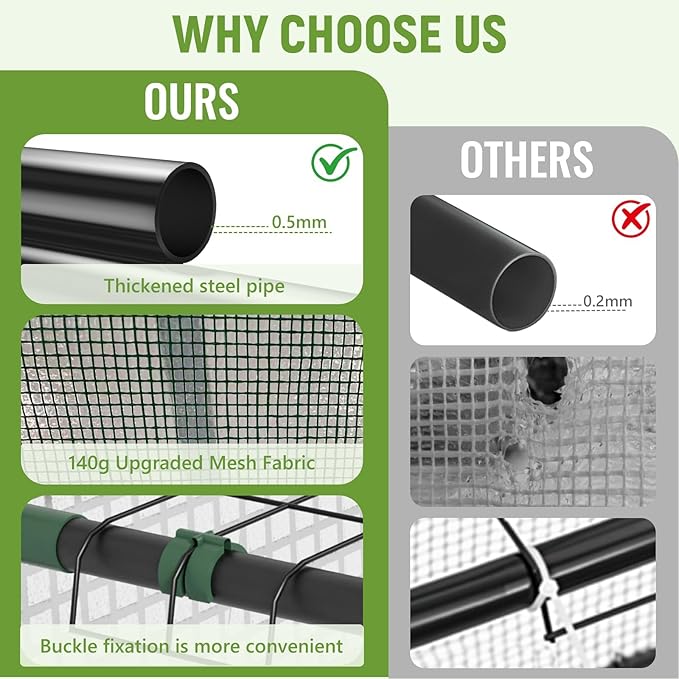 Portable Greenhouse for Outdoor, Small Greenhouses with Durable PE Cover, Walk in Greenhouse with Shelves Stands, White