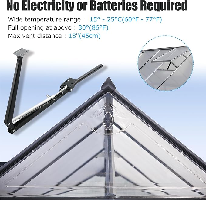 CHANGE MOORE Auto Vent Opener Automatic Greenhouse 1Pack Window Opener Roof Vent Opener Auto Vent Kit Sensitive Gardening Tools Automatic Greenhouses Supplies (Single Spring Up to 33lbs)