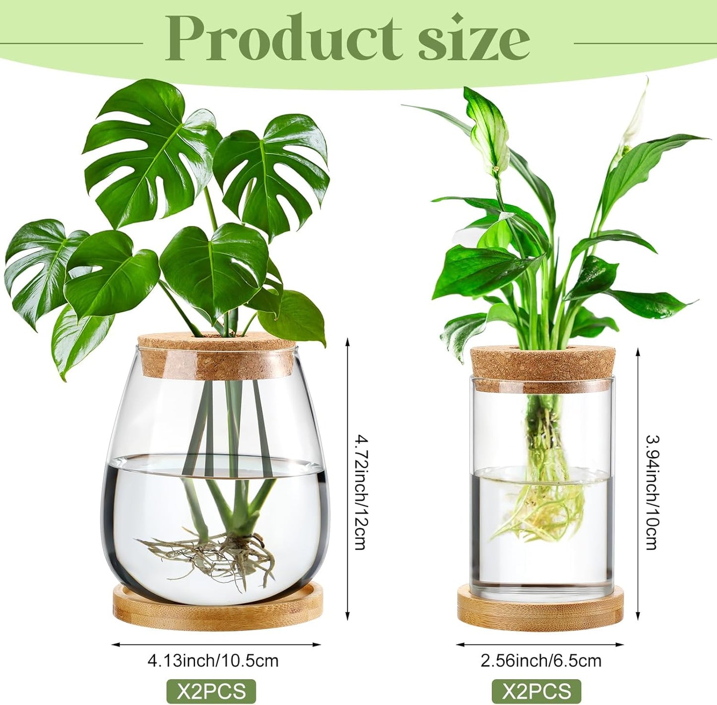 Layhit 4 Pcs Plants Propagation Stations vases Glass Planters with Wooden Lid and Bamboo Stand for Hydroponic Plants Gardening Gifts for Women Mom Home Office Tabletop Decoration(Classic Style)