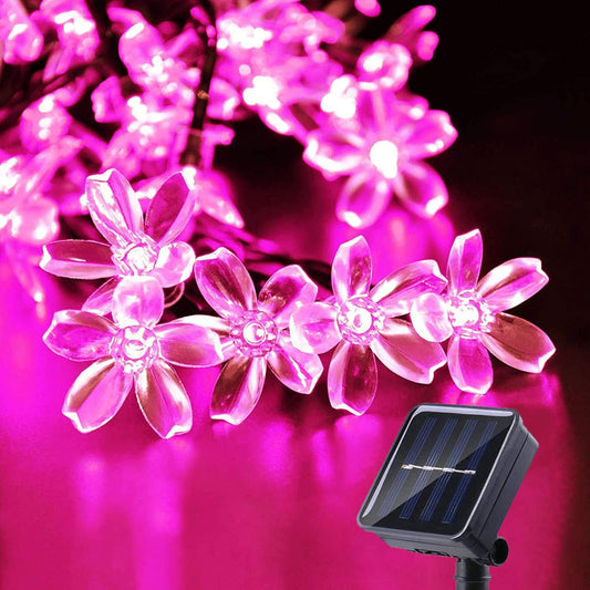 ITICdecor Solar String Flower Lights Outdoor Waterproof 50 LED Fairy Light Decorations for Garden Fence Patio Yard Christmas Tree, Lawn, Patio, Party Decoration (Pink)