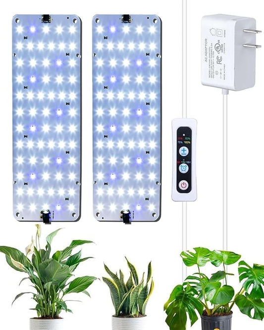 DOMMIA Grow Light, 20W Ultra-Thin Panel Grow Lights for Indoor Plants, High PPFD Full Spectrum, Dimmable, 6/12/16H Timer Auto on/Off, Suitable for Indoor Growing, Warm White 1-Pack