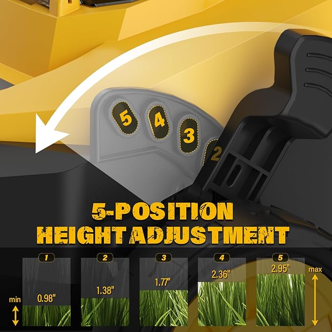 Electric Lawn Mower, 13-Inch 20V Electric Lawn Mower Cordless, 4.0Ah Battery and Charger Included, 2-in-1 Push Lawnmower with Grass Collection Bag, Adjustable 5-Positions Cutting Height