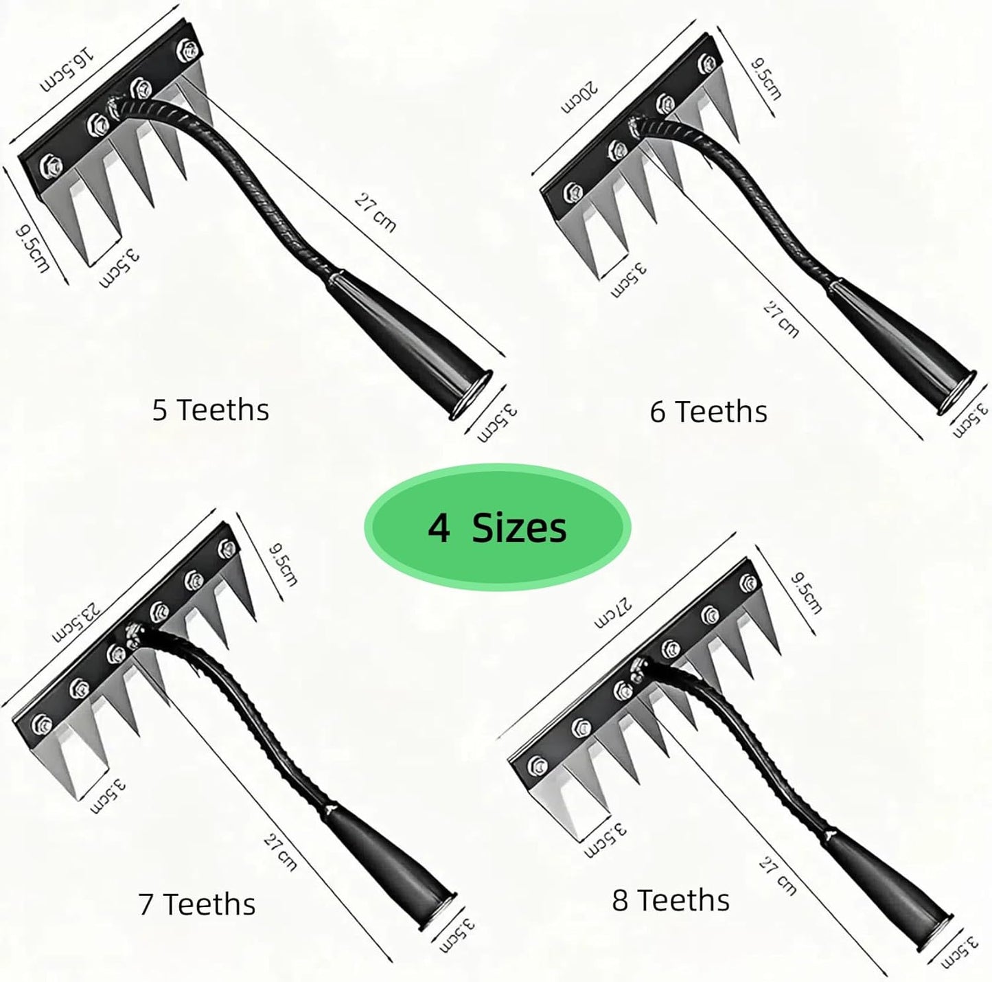 Gardenia Iron Weeding Rake, Iron Rake 2.0 for Gardening and Weeding, Detachable Double-Edged Blade Design Carbon Steel Heavy-Duty Weed Rakes,Hand Weed Puller Tools for Lawn Yard Garden Farm(7 teeths)