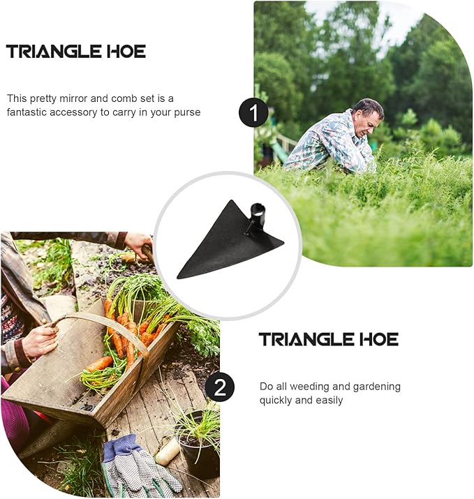 DOITOOL Triangle Hoe Steel Garden Digging Hoe for Weeding Planting Digging Soil, Gardening Hoe Hand Held Digging Hoe Garden Tool, 27X20cm (Silver Gray)