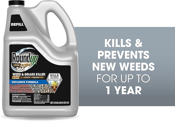 Roundup Dual Action 365 Weed & Grass Killer Plus 12 Month Preventer Refill, Kills & Prevents for up to 1 Year, 1.25 gal.