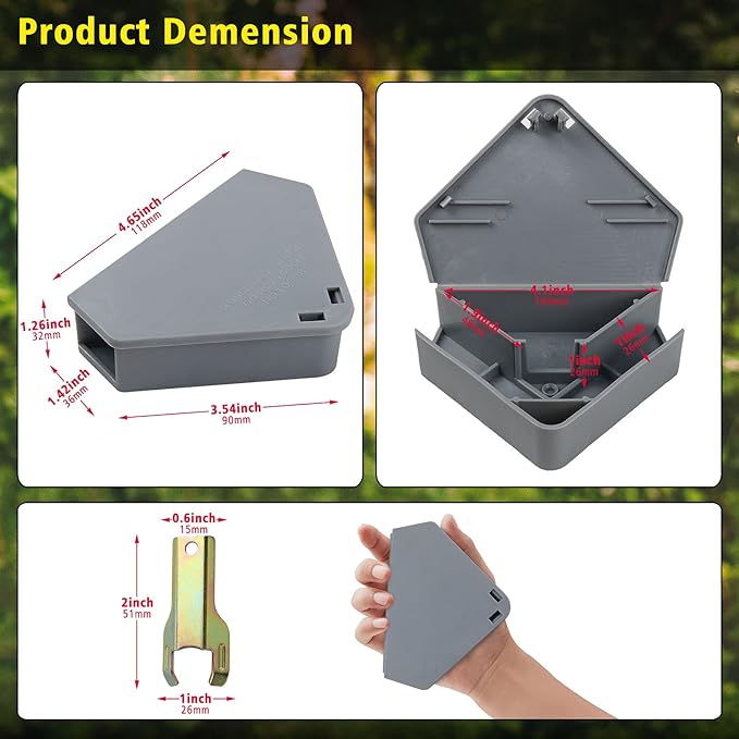 Anblak Mouse Station with Keys Grey 12 Pack, Key Required Mouse Stations, Mice Stations, Keeps Children and Pets Safe Indoor & Outdoor