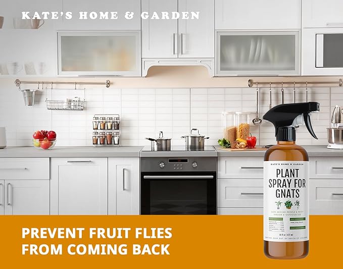 Kate's Home & Garden Plant Spray for Insects & Getting Rid of Gnats with 12 Sticky Traps. Fungus Gnat Killer & Bug Spray for Indoor Plants (16oz, Peppermint, Pet Safe, Non Toxic)