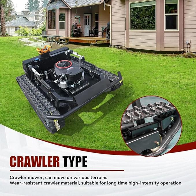 Lawn Mower, Remote Control Lawn, Small Crawler,27HP Gas Engine,Oil-Electric Hybrid Drive Lawn Mowing and Weed Whacker, All Terrain Grass Cutter Yard Mower, 65° Climbing (SKD-764-90L)