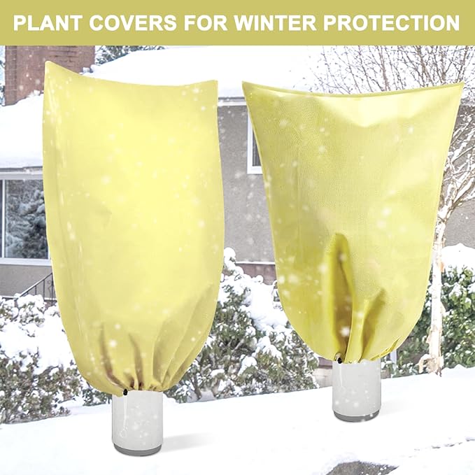 DQS 2 Pack Plant Covers Freeze Protection, 39.3" W x39.3 Winter Frost Protection Blankets Frost Cloth,Suitable for Outdoor Winter Frost, Cold Weather, shrubs, Trees, Jackets, and coverings