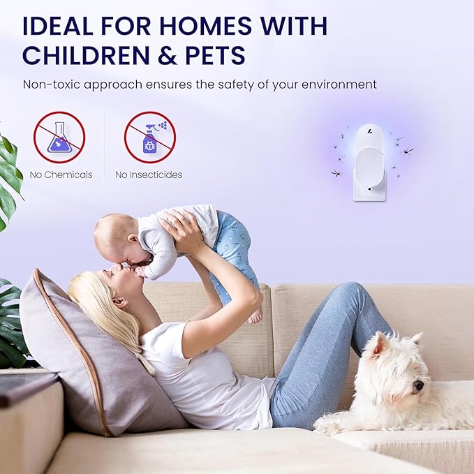 LiBa Fruit Fly Traps for Indoors, Flying Insect Trap for Indoors, Light Trap Captures Fruit Flies, Gnats and Houseflies, Plug-in Mosquito Killer Indoor Gnat Moth Catcher with 3 Refills