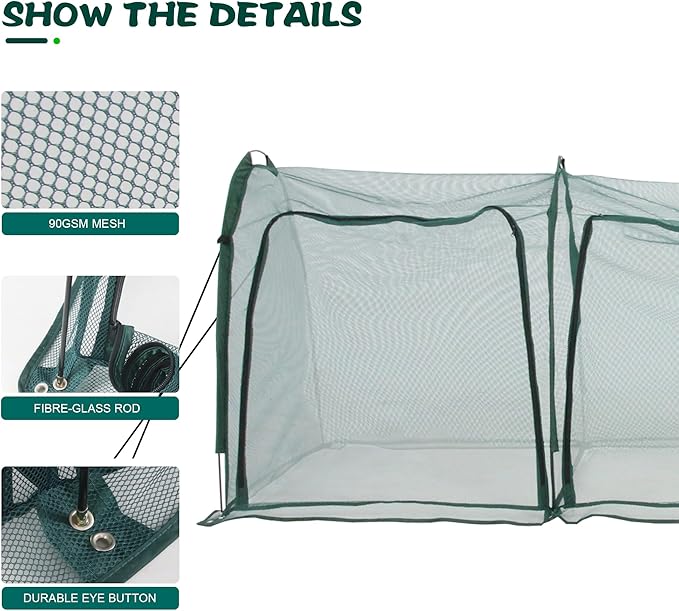 Flexible Net Grow Tunnel - Garden Greenhouse Mesh Cover Growhouse Cloche for Protecting Fruit Vegetables Plants Cultivation (3M)