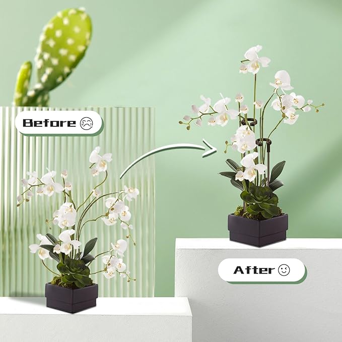 Invisible Orchid Sticks 17 inch &11 inch SupKing 16Pcs Plant Stakes with Clips for Support Small Short Plants,Garden Stakes Support Poles Suit for Potted Plants Flowers Peony Rose (Brown)