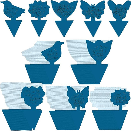 Qualirey 200 Sheets Fruit Fly Sticky Traps for Fruit Fly Gnat Trap for House Indoors Sticky Traps Catcher for Gnats Fungus Gnats Mosquito Catcher for Kitchen Outdoor Plants(Blue)