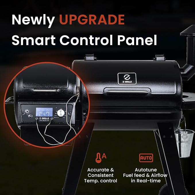 Z GRILLS ZPG-450A Wood Pellet Grill & Smoker with PID V2.1 Controller, 459 Sq in Cook Area, Meat Probe, Foldbale Shelf, 8 in 1 BBQ Grill Outdoor Auto Temperature Control, Black