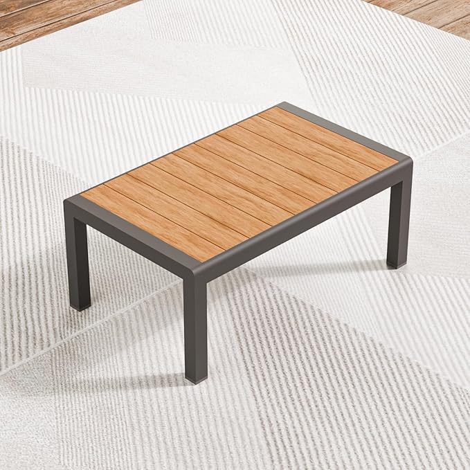 ZANDOR Aluminum Outdoor Patio Furniture - 1 Pcs Loveseat and Coffee Table, All-Weather Metal Modern Outside Furniture with Washable Thick Cushion for Garden/Backyard/Porch, Grey