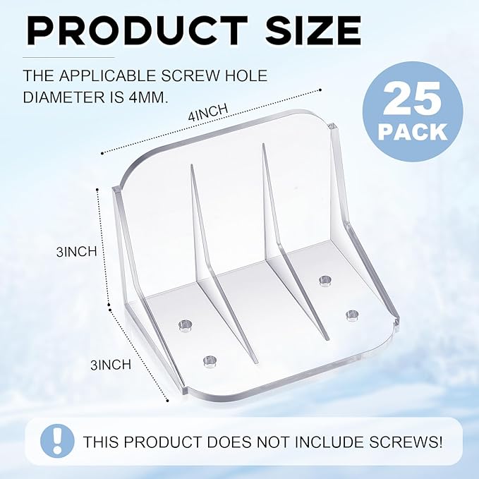 Taiyin 25 Pack Large Snow Guards for Metal Roofs 4 x 3 x 3 Inch Jumbo Ice Guard Snow Block Stops for Prevent Sliding, Without Screws or Adhesive (Clear)